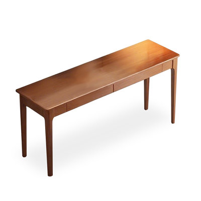 Tan Rectangular Solid Wood with 2 drawers desk