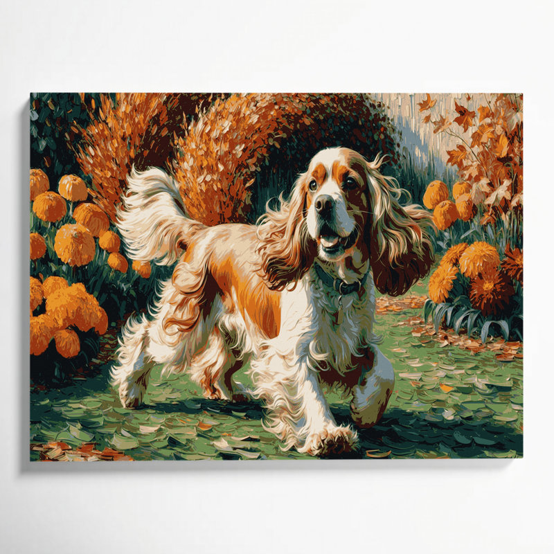 «Dogs Cocker Spaniel», art mural sur toile brune, H 24 po x l 36 po