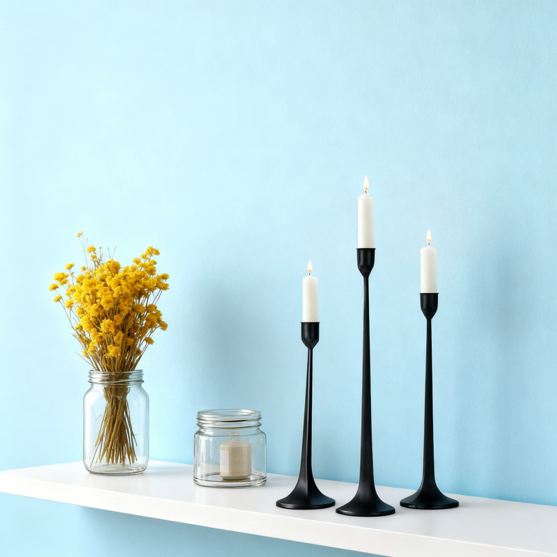 Wrought Iron Taper Candle Holder Set Of 3, Tall Decorative Candle Stand For Wedding Centerpiece, Dining Table, And Home Decor