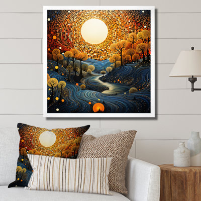 Jaune sarcelle, montagne, pointillisme, montagne - impression