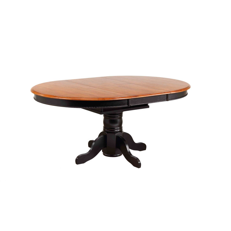 Ashelman 48 " Extendable Round and Oval Dining Table, Antique Black / Cherry