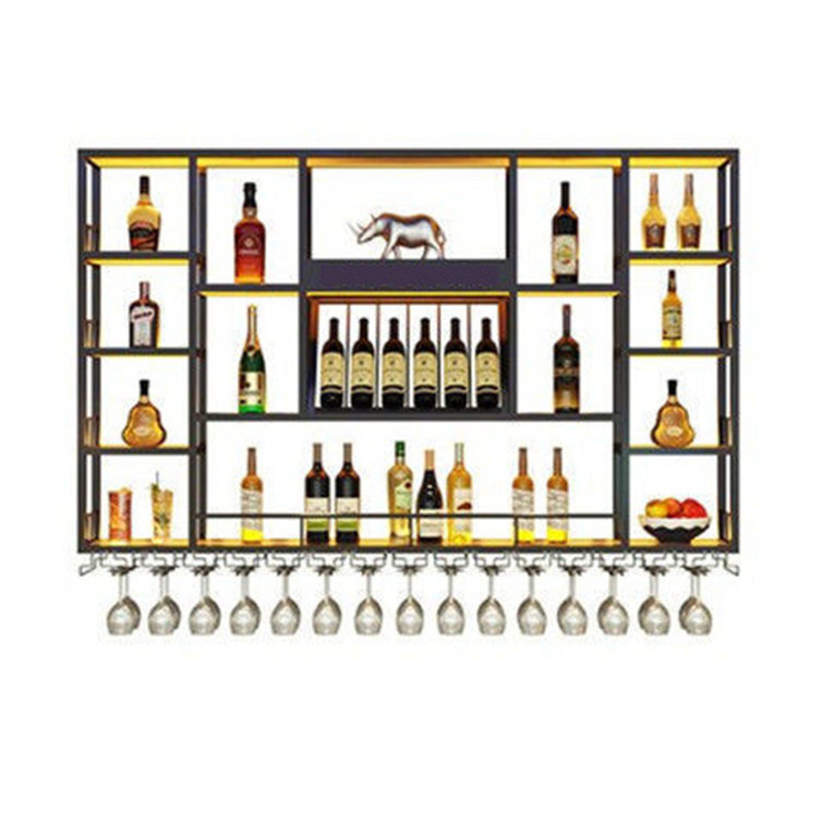  Wall Mounted Wine Racks, Metal Cocktail Cabinet,drinks  Cabinet,Display Rack, Bar Unit Floating Shelves, Bar Cabinet,Modern Glass  Rack Iron Stand Holder With For Home, Restaurant, Bars ( Color : Gold , 
