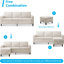 78" L-Shaped Linen Sectional Sofa with Storage Ottoman & Side Pockets, Beige-1327388355