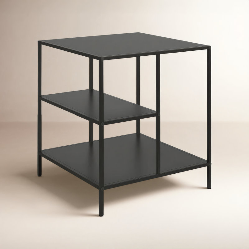 Level Steel Top End Table, Blackened Bronze