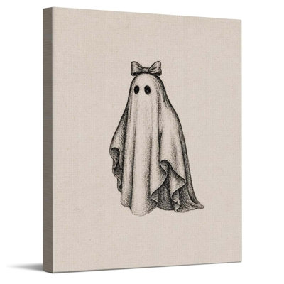 Bow Ghost Halloween Canvas Wall Art 30x40cm