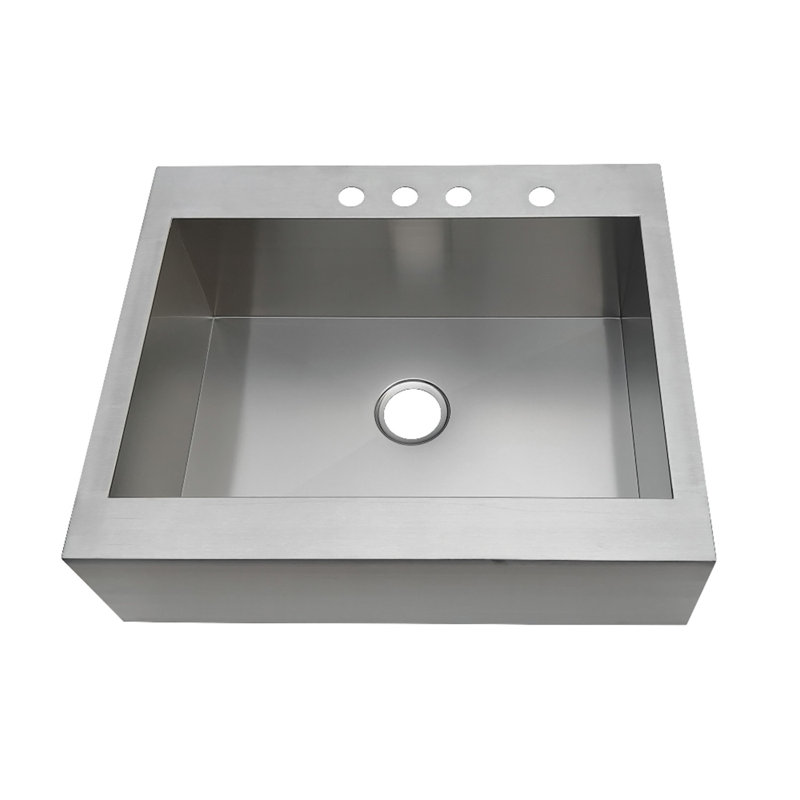 Kingston Brass Edinburg 30-Inch Stainless Steel Apron-Front Single Bowl Farmhouse Kitchen Sink, 4 hole