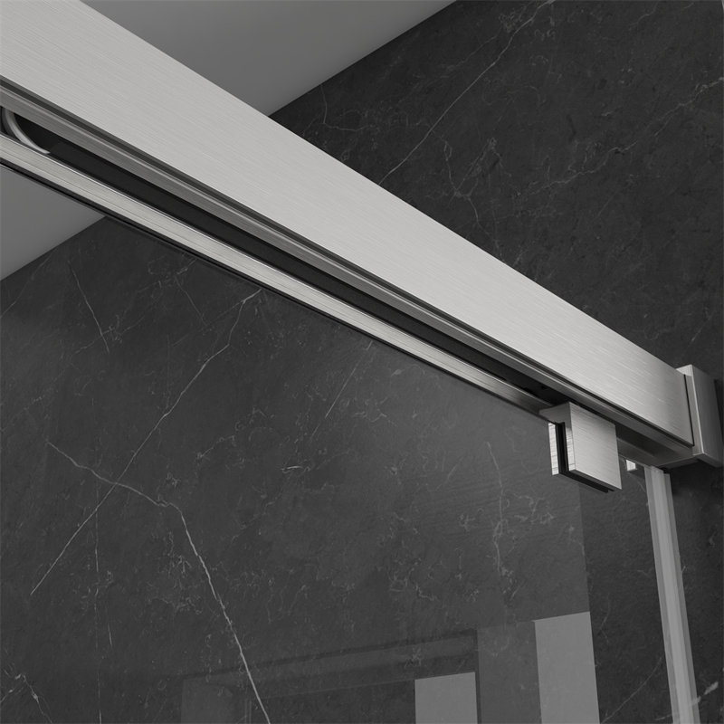 48'' W 76'' H Frameless Rectangle Reversible Shower Stall, Nickel
