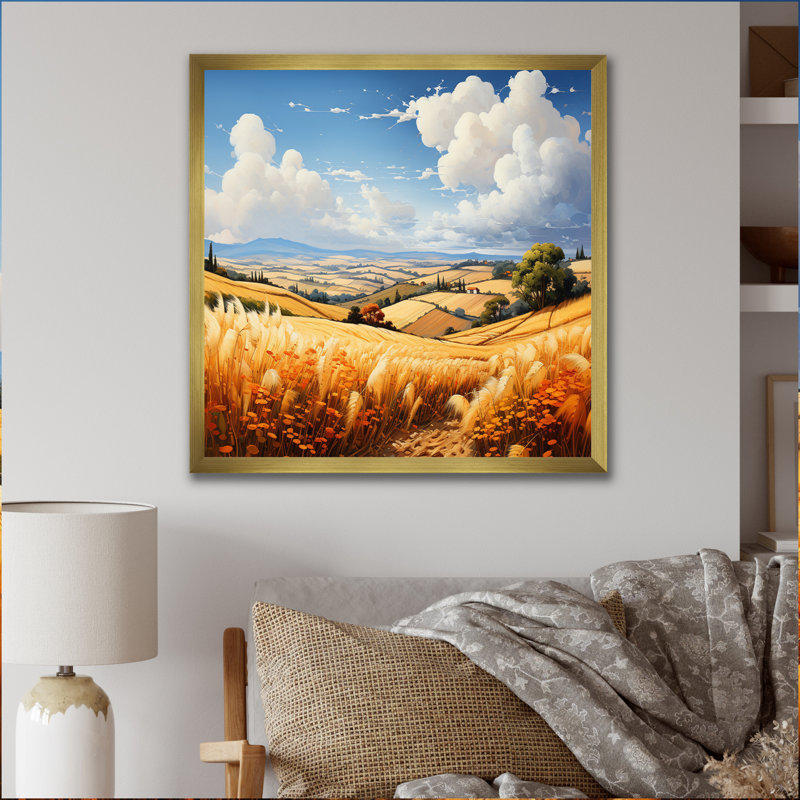 «Wheatfield On A Summers Day», impression sur toile, H 24 po x l 32 po x P 1 po, Cadre doré à une seule photo