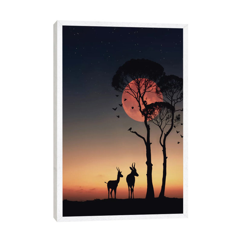 Africa by Abdullah Evindar - Print on Canvas, 66.04 cm H x 45.72 cm W, Classic Brown Wood Framed
