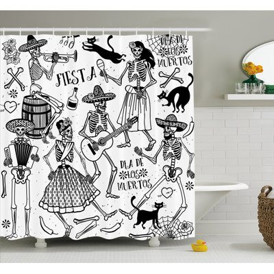 Mexican Shower Curtain with Hooks Included
