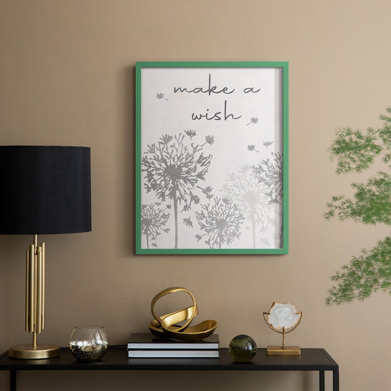 «Make A Wish», reproduction encadrée - bois massif, H 21 po x l 17 po, Vert