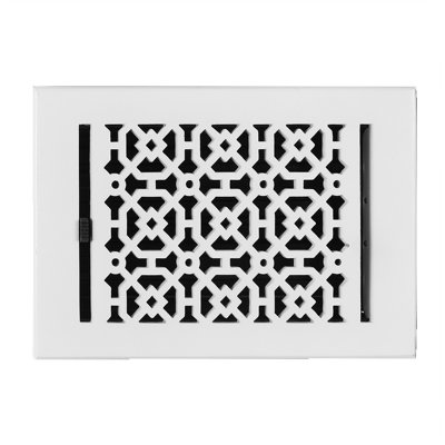 Conduit de ventilation de 5 po x 9 po (dimensions hors tout : 6-1/2 po x 10-3/4 po) avec grille métallique amovible en acier | Revêtement en poudre