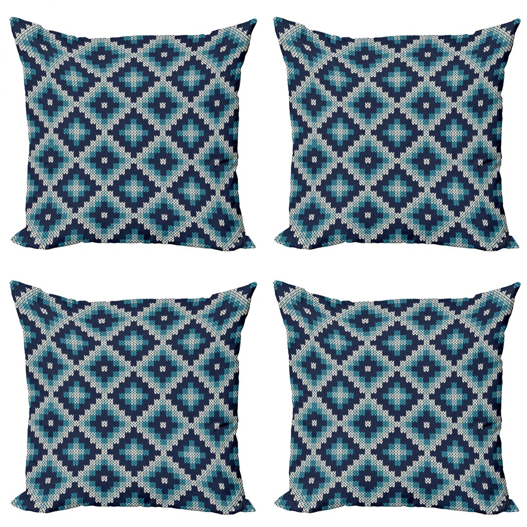 Dekokissen Kissenbezug, Fair Isle Stil Ethnische, nordisch, Blassblau Marineblau