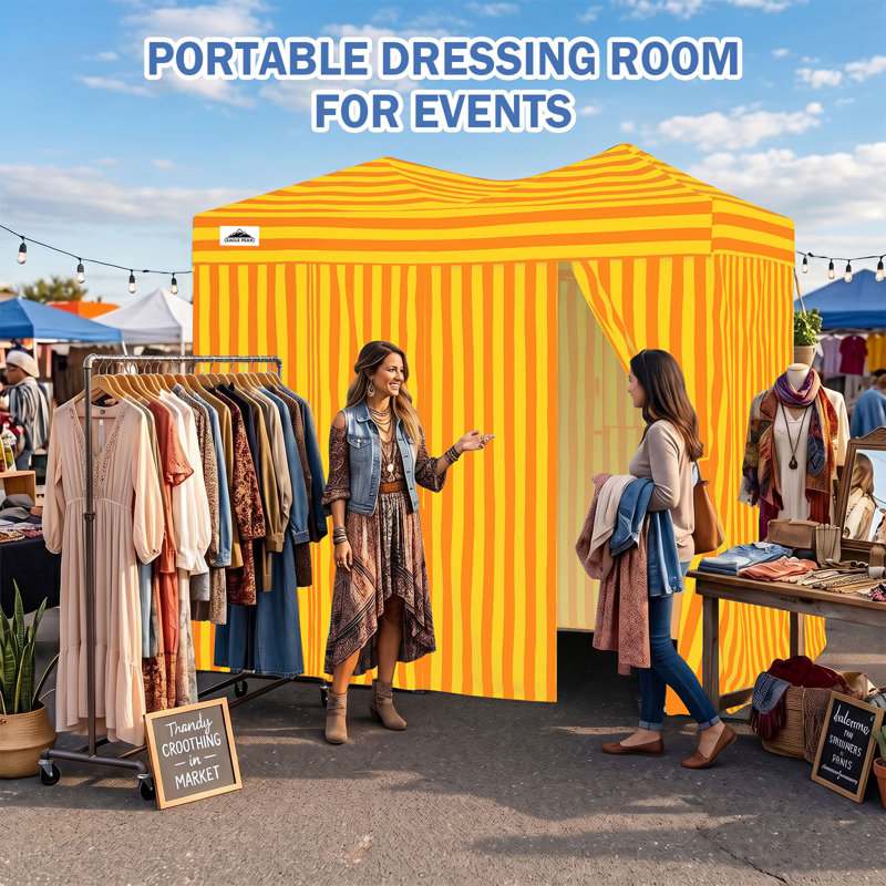 Tente portative escamotable pour 2 personnes - idéale pour le camping, la plage et la douche extérieure, Jaune/orange