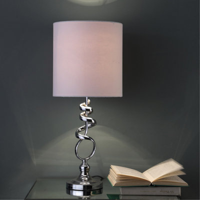 21.5-Inch Milo Abstract Brushed Silver Metal Table Lamp