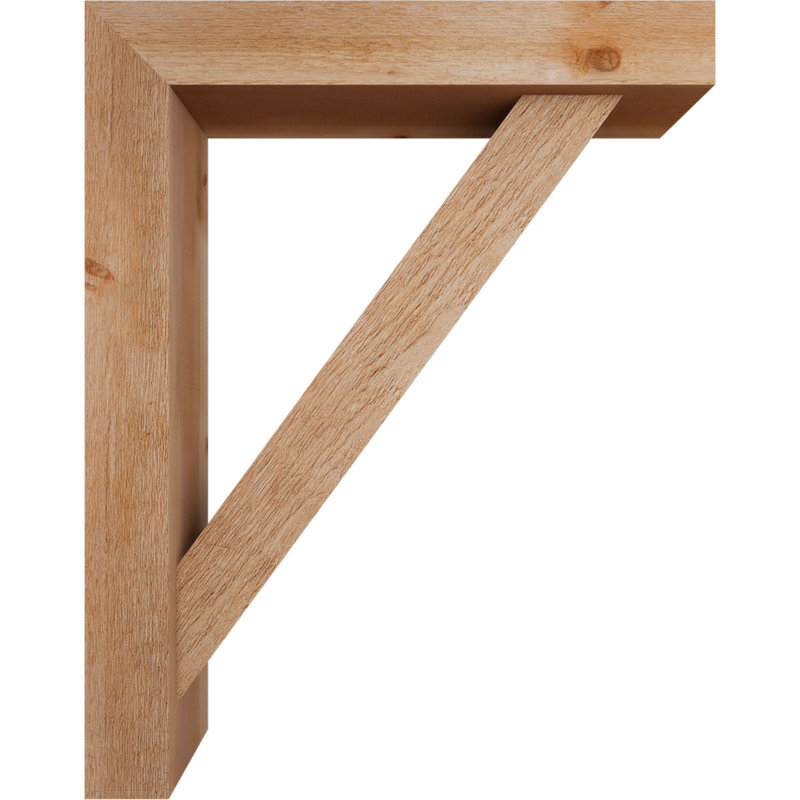 Traditional Block Bracket w/ Offset Brace, 38 x 30, 6"W Western Red Cedar (Rough Sawn)