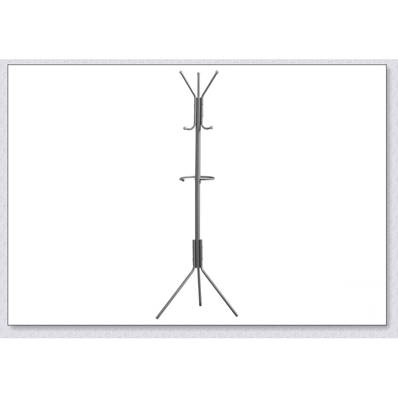 Contemporary Metal Coat Rack with 6 Hooks, Hall Tree, Free Standing, Perfect for Entryway and Bedroom Organization, Gray