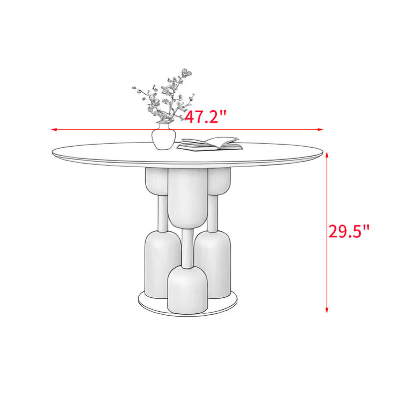 Table de salle à manger en bois massif de style américain Kiristen, H 29,5 po x L 47,2 po x l 47,2 po