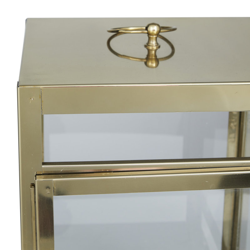 20.5'' H Stainless Steel Tabletop Lantern, Gold
