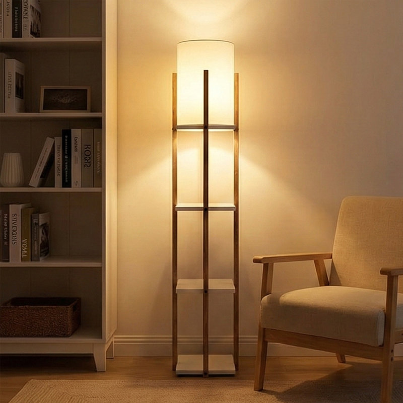 Zaynah 53" Column Floor Lamp, Natural/White