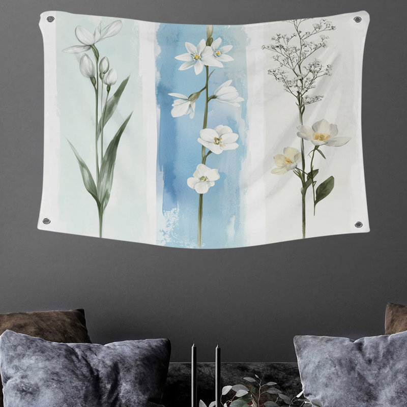 Tapisserie murale botanique - décoration murale florale, H 50 po x l 60 po