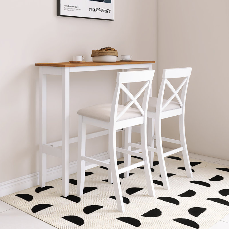 Ensemble de table de salle à manger 47 pièces 3 pièces 47,5 "avec 2 chaises, Brun / Blanc