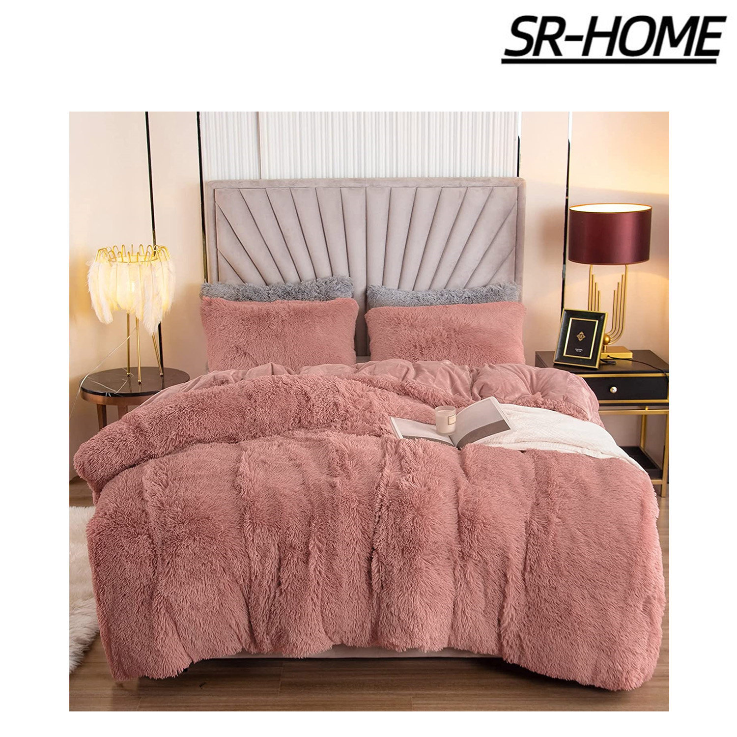 Luxury Faux Fur Shaggy Comforter Set Twin Size, Plush & Sherpa Reversible  Comforter Pink, 3 Pieces Fluffy Fuzzy Bedding Set Ultra Soft and Warm for