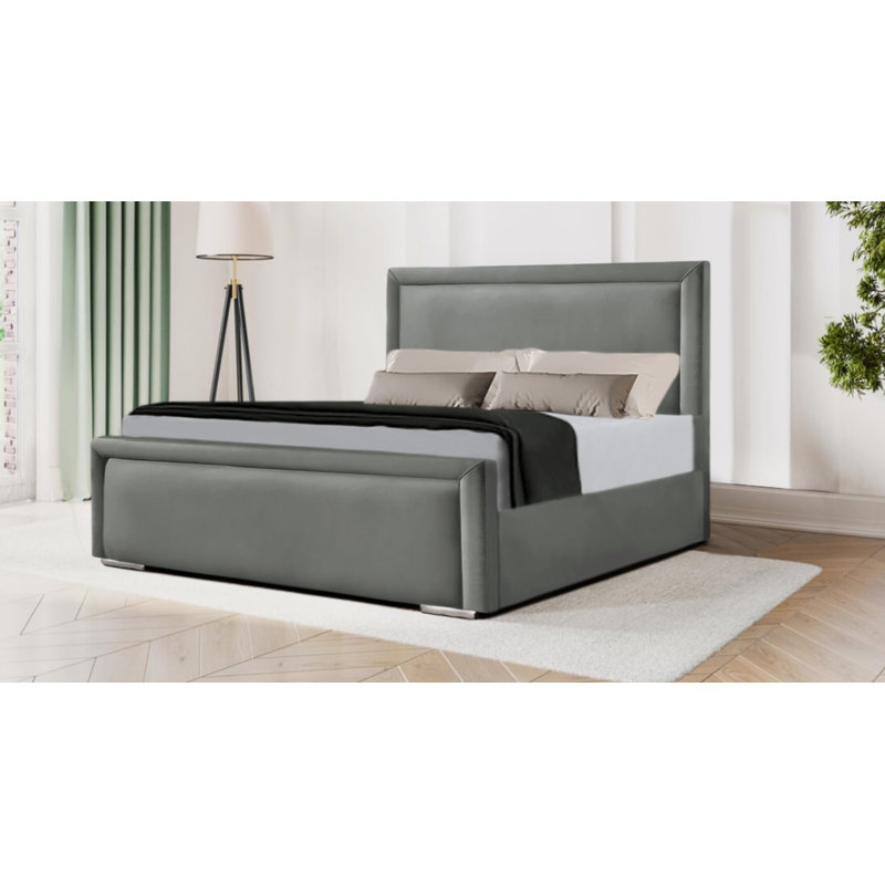 Cihat Upholstered Bed, Double (4'6), Chrome