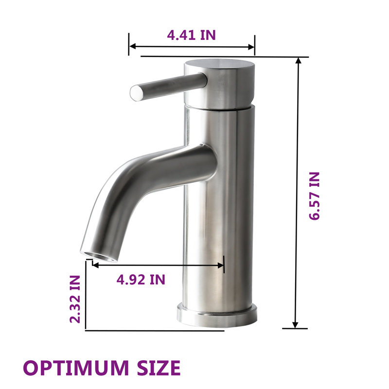 Robinet de salle de bain monotrou raffiné, robinet de lavabo à poignée unique avec bec courbé et commande d'eau chaude/froide