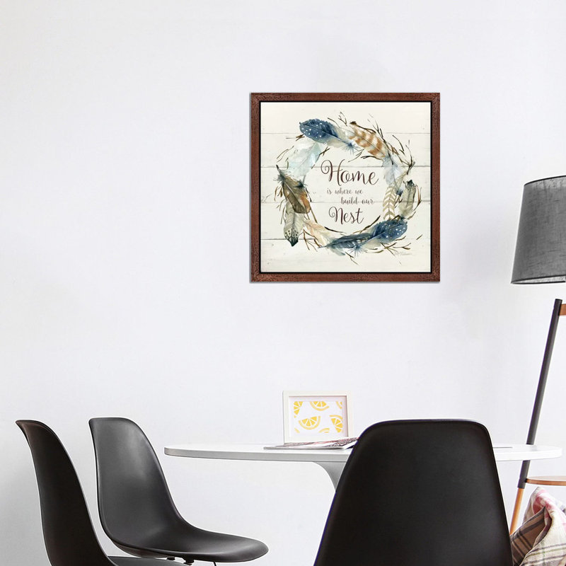 Feather Home Nest by Carol Robinson - Floater Frame Print on Canvas, 45.72 cm H x 45.72 cm W, Brown