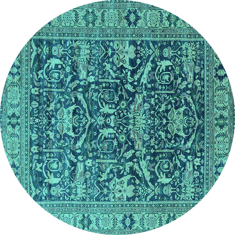 Tapis bleu / bleu sarcelle, Rond 6 pi
