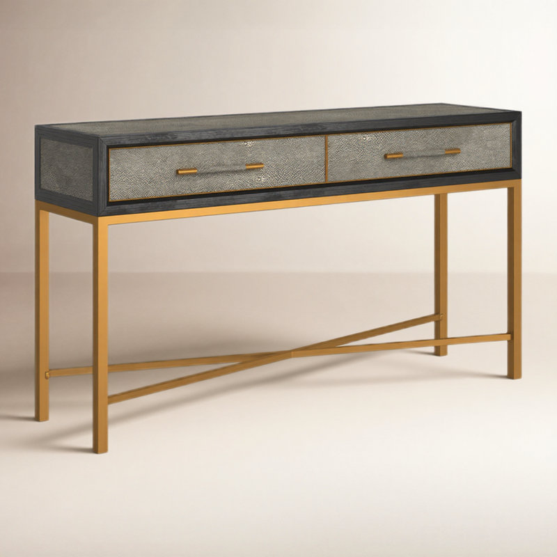 Meera 59" Console Table, Gray, Gold