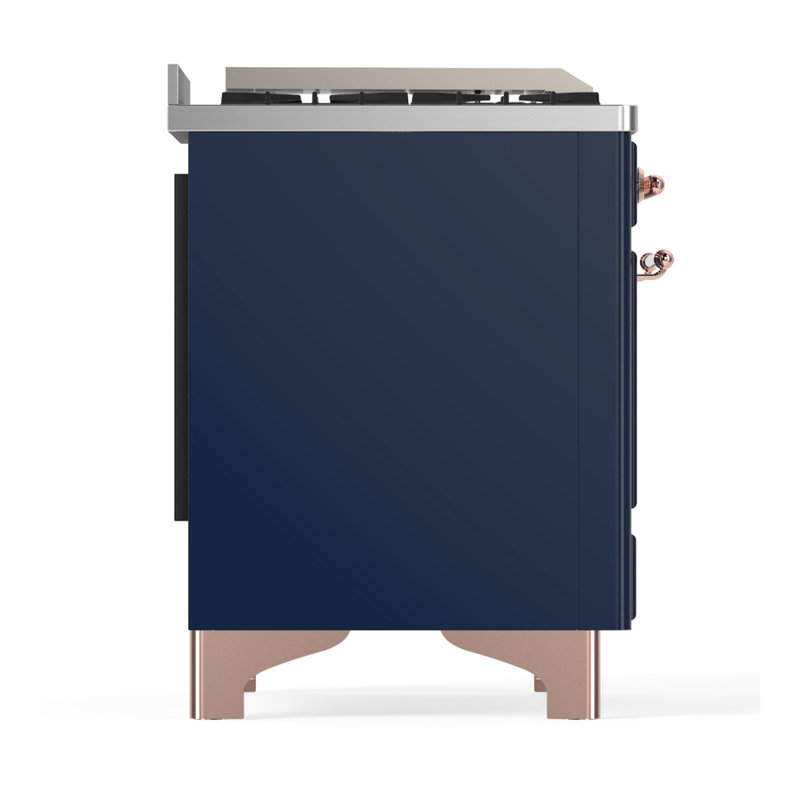 Majestic III Series 48 Inch Dual Fuel Range with 5 Sealed Burners, Griddle, Frenchtop in Glossy Black (Natural Gas, Burnished Trim)