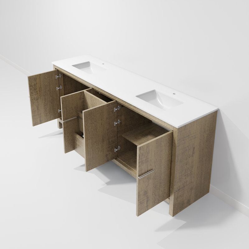 Lafarre Lafarre 80 in W x 20 in D Double Bath Vanity, Rustic Acacia, White Cultured Marble