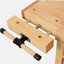 Établi professionnel 50 po en bois d'hévéa massif - 3 tiroirs, 1 porte d'armoire et tablette ouverte, finition naturelle pour garage, atelier de menuiserie et utilisation à la maison
