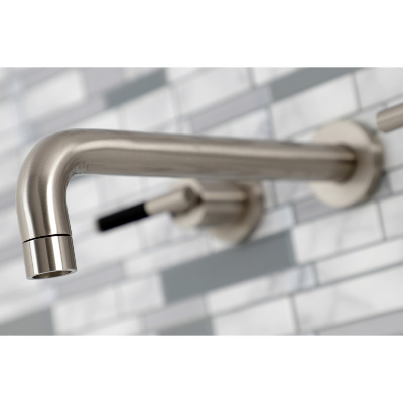 Kingston Brass Kaiser Two-Handle 3-Hole Wall Mount Roman Tub Faucet, Brushed Nickel