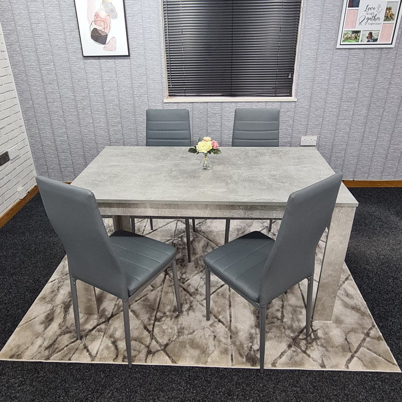 Schiavo 4 - Person Dining Set, 75cm H x 140cm W x 80cm D, Grey
