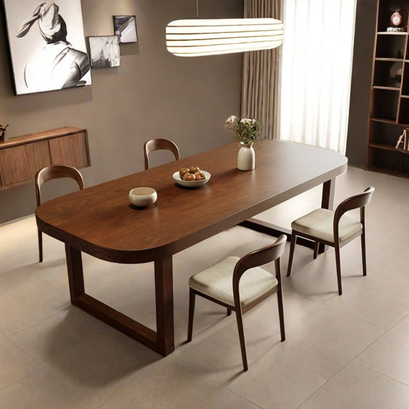 Solid wood round corner dining table rectangular, 29.53"H x 70.87"L x 31.5"W