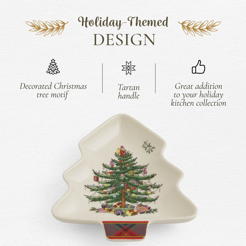 Spode Christmas Tree Tartan Spoon Rest 7"