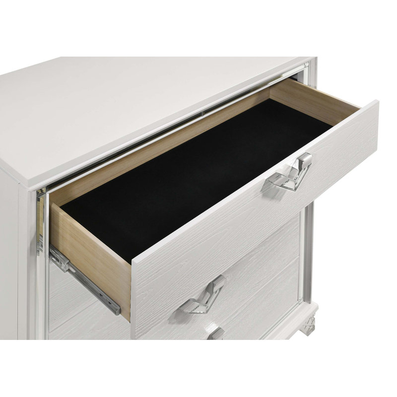 Table de chevet 2 tiroirs de style moderne avec lumière DEL et poignées en forme de V