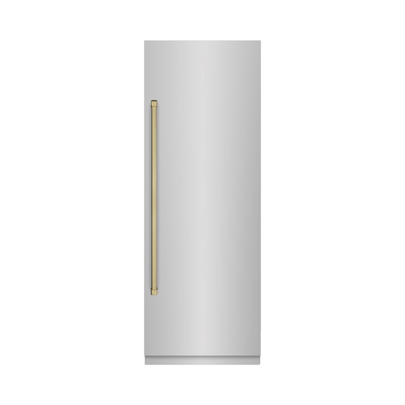 ZLINE Autograph 30 in. Column Refrigerator with Graphite Gray Interior and Champagne Bronze Accents, Stainless Steel/Bronze