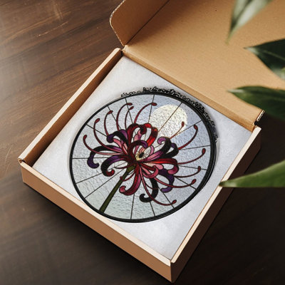 Vitrail araignée, fleur de lys, toile de lune, vitrail, panneaux de verre pour décoration de fenêtre