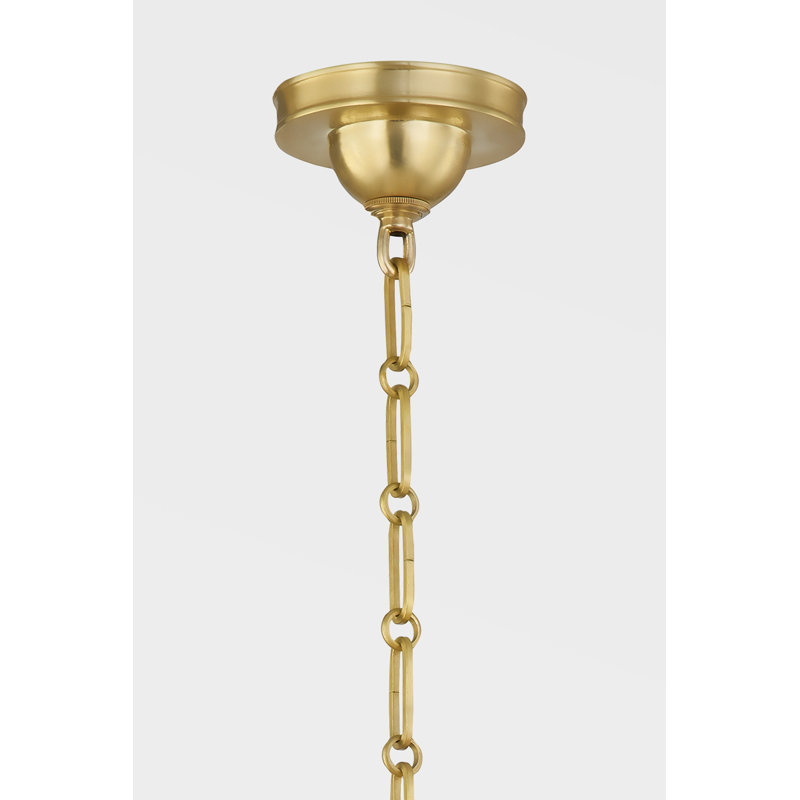 Cambridge Stainless Steel 4-Light Chandelier, Aged Brass/Darkest Blue