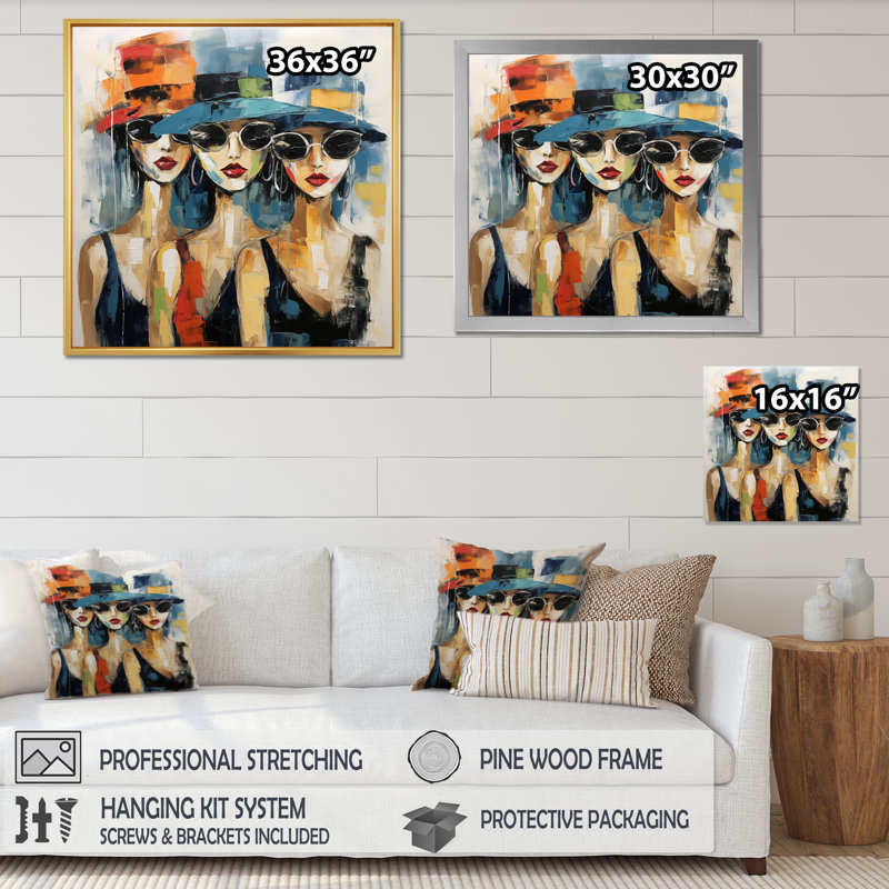 «Fashion Woman With Chapeaux I» - art mural femme, Toile tendue, 30" H x 30" W