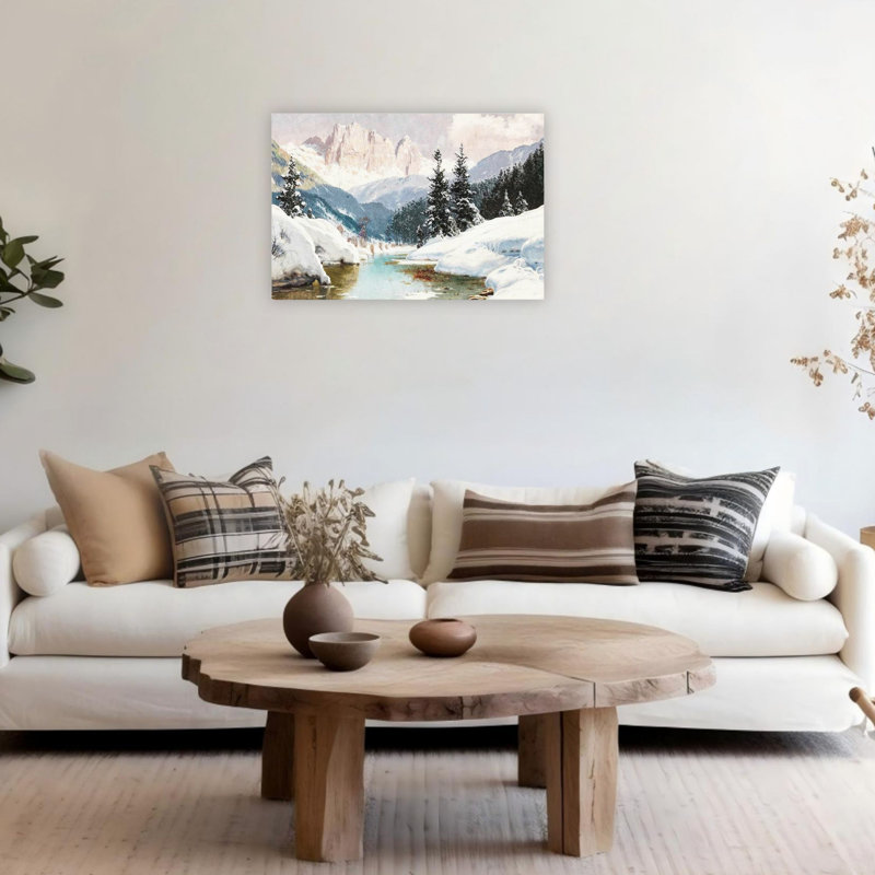 Art mural rétro sur toile sans cadre 24 po x 20 po WinterLandscape