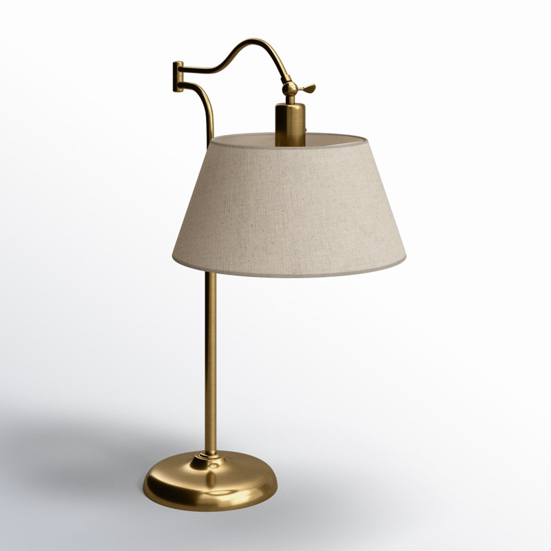 Theodora Adjustable Metal Arched Lamp, Antique Brass, 27" H x 12.5" W x 25" D, Cream