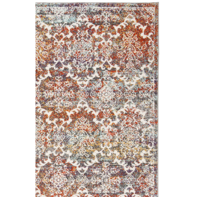 Felty Oriental Light Gray/Rust Area Rug, Rectangle 3' x 5'