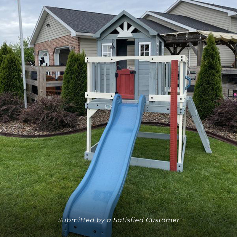 Beacon Heights Elevated Cedar Playhouse with Slide and Ladder