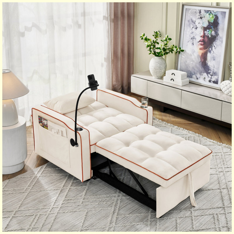 Convertible Sleeper Sofa Bed with Storage Beige