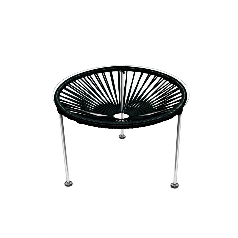 Zicatela Indoor Handmade Coffee Table, Black, Chrome